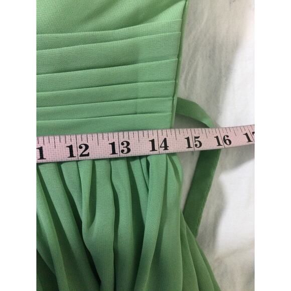 BRIDESMAID SZ 6 S green vneck flutter sleeve corset lace up  maxi dress NEW B168 - Picture 6 of 8